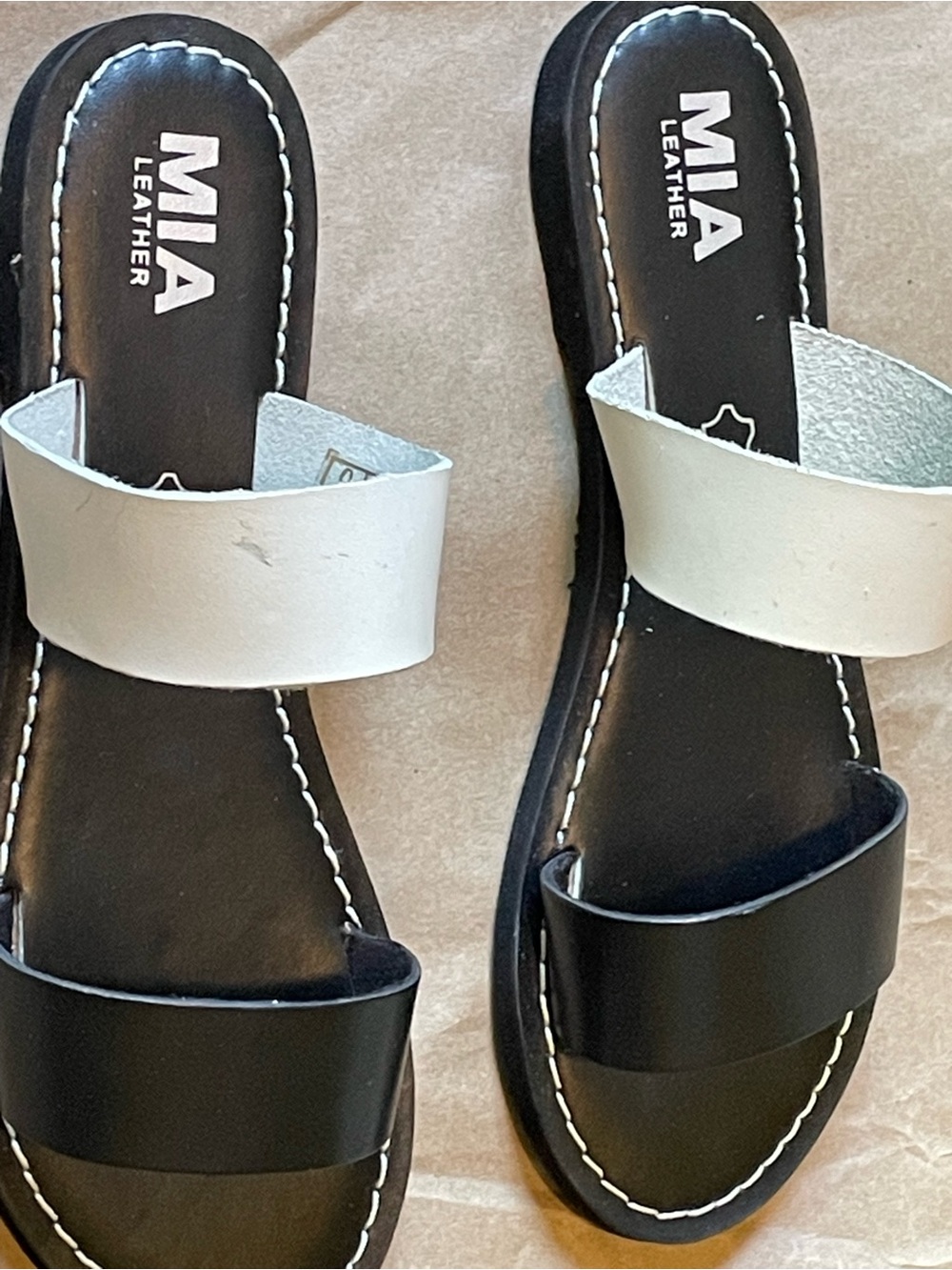 MIA Black and White Slide Sandals - Picture 2 of 8